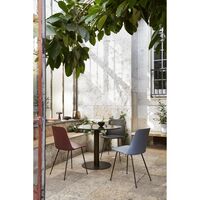 Rely HW77 Dining Chair With Armrest Upholstered Seat Vermilion Red/Lacquered Walnut/Hallingdal 680