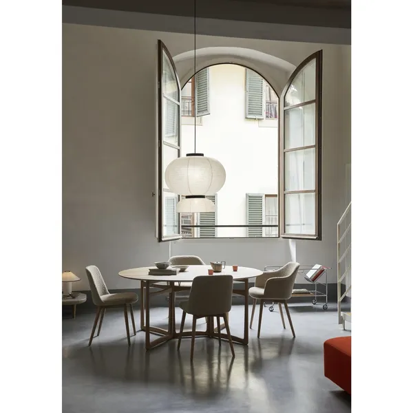 Rely HW77 Dining Chair With Armrest Padded Seat Bronze Green/Lacquered Walnut/Vidar 0972