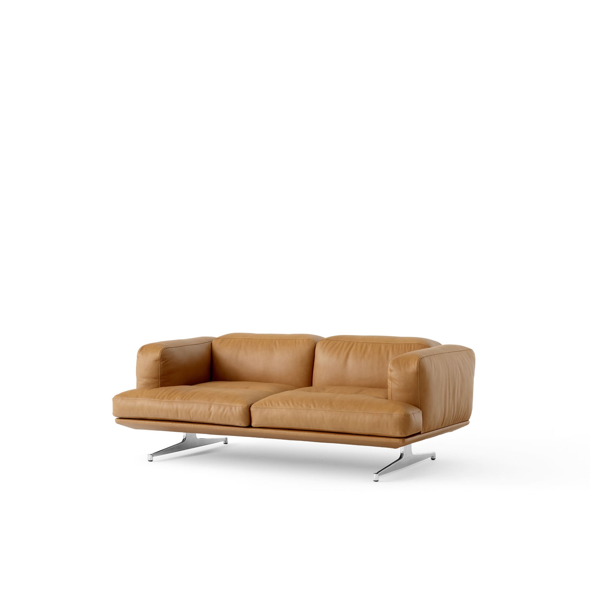 Inland AV22 2-Personers Sofa Cognac Lder/Poleret Aluminium