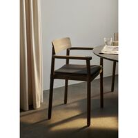 Betty TK11 Dining Chair With Armrests Black Leather/ Black Ash