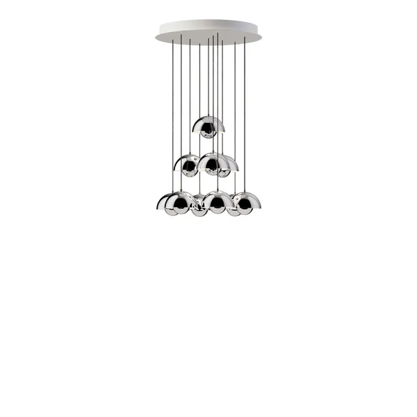 Flowerpot VP10 Chandelier 10 Pcs Ø53 Chrome
