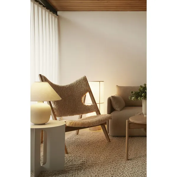 Knitting Sessel Schaffell Gepolstert mit Basis Aus Walnuss