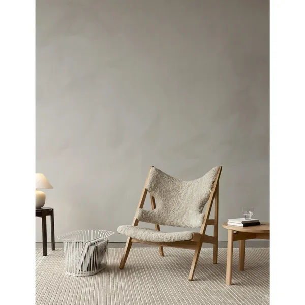 Knitting Sessel Schaffell Gepolstert mit Basis Aus Walnuss