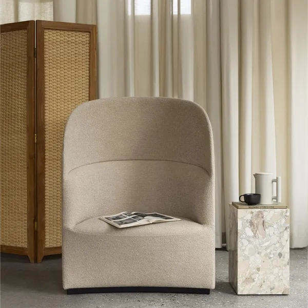 Poltrona da Tè con Schienale Alto oro/Bouclé