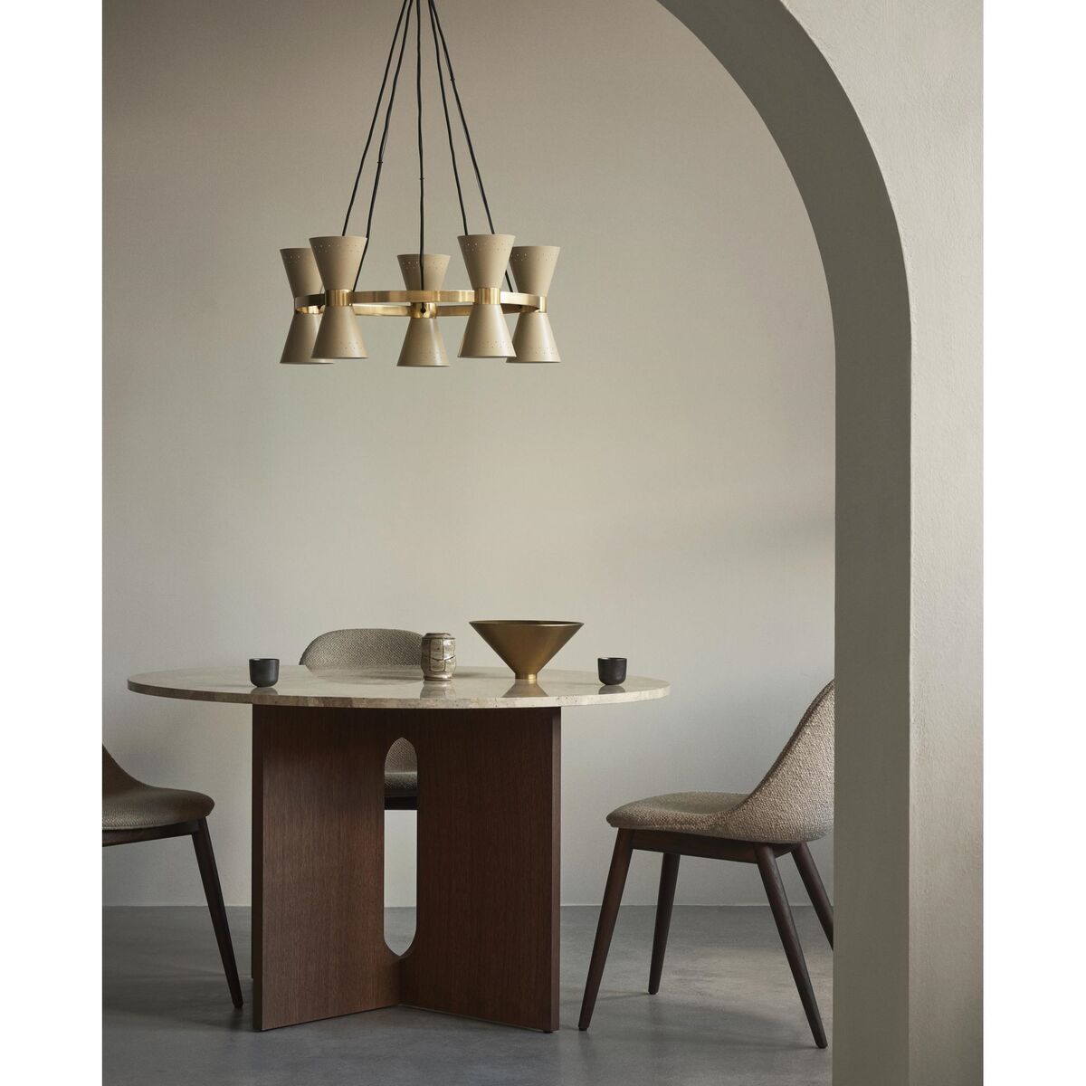 Androgyne Dining Table Ø120 Dark Stained Oak/Grey Galaxy
