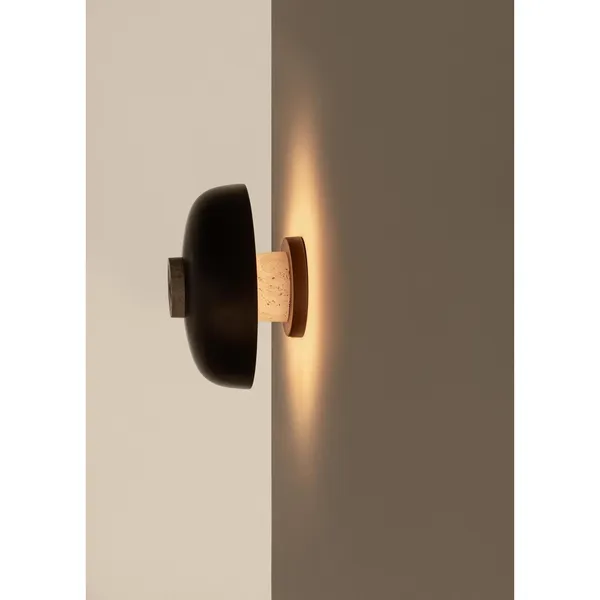 Reverse Væglampe Sand Travertin/Bruneret Aluminium