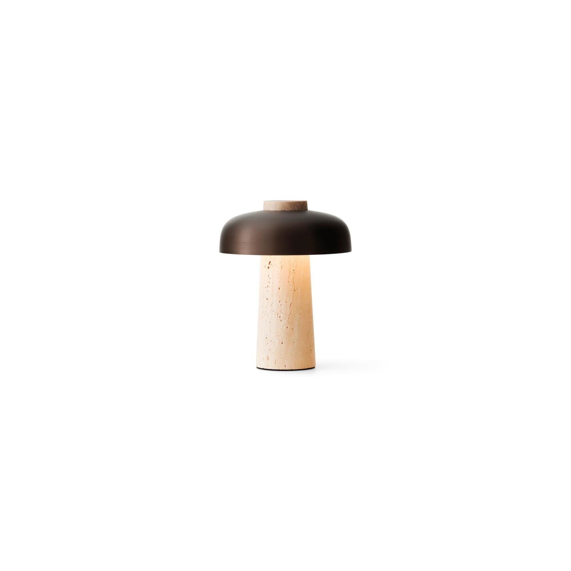 Lampe Portative Reverse en Travertin Sable/Aluminium Bruni