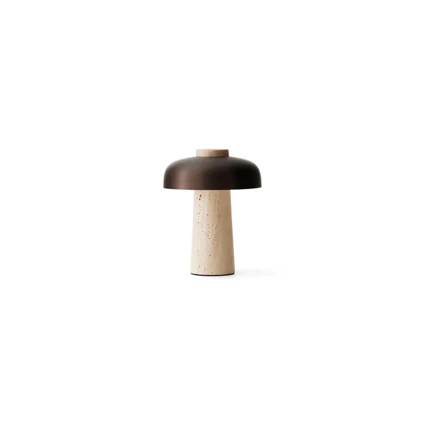Lampe Portative Reverse en Travertin Sable/Aluminium Bruni