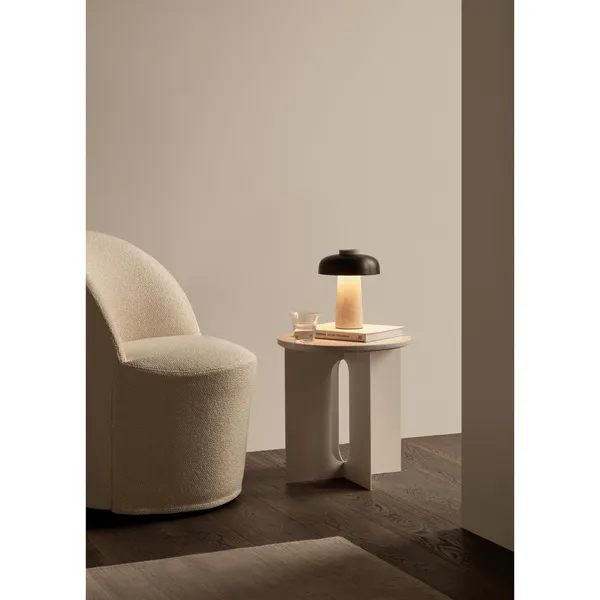 Lampe Portative Reverse en Travertin Sable/Aluminium Bruni
