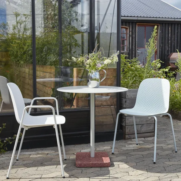 Terrazzo Outdoor Cafe Table 60x60 Sky Grey/ Red Terrazzo