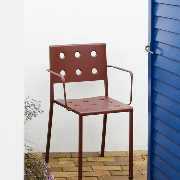 Balcony Dining Chair with Armrest Iron Red