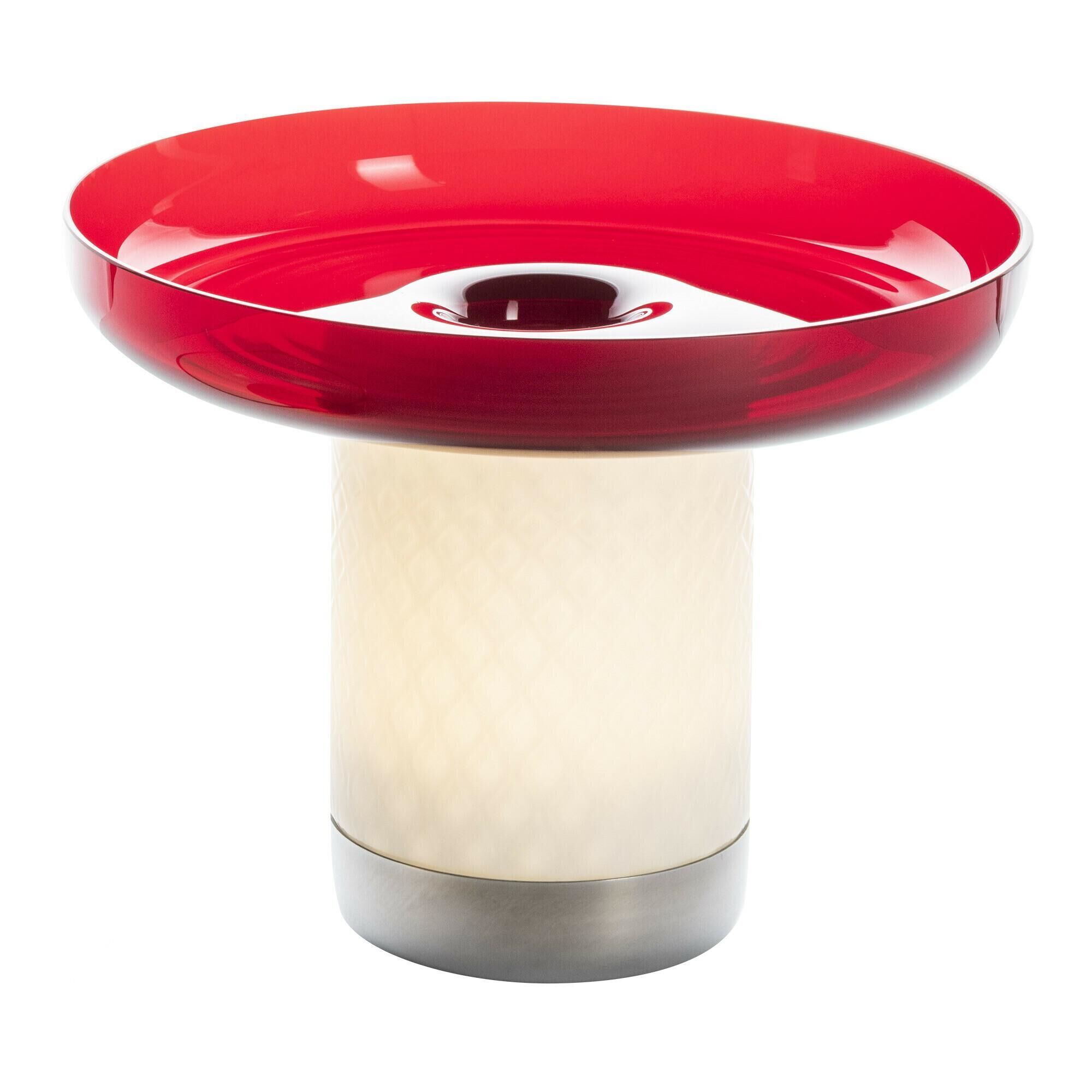 Bontá Bærbar Lampe Rød med Glassfat