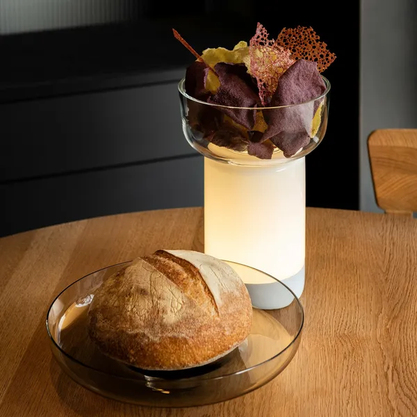 Bontá Tragbare Lampe Rot mit Glasschale