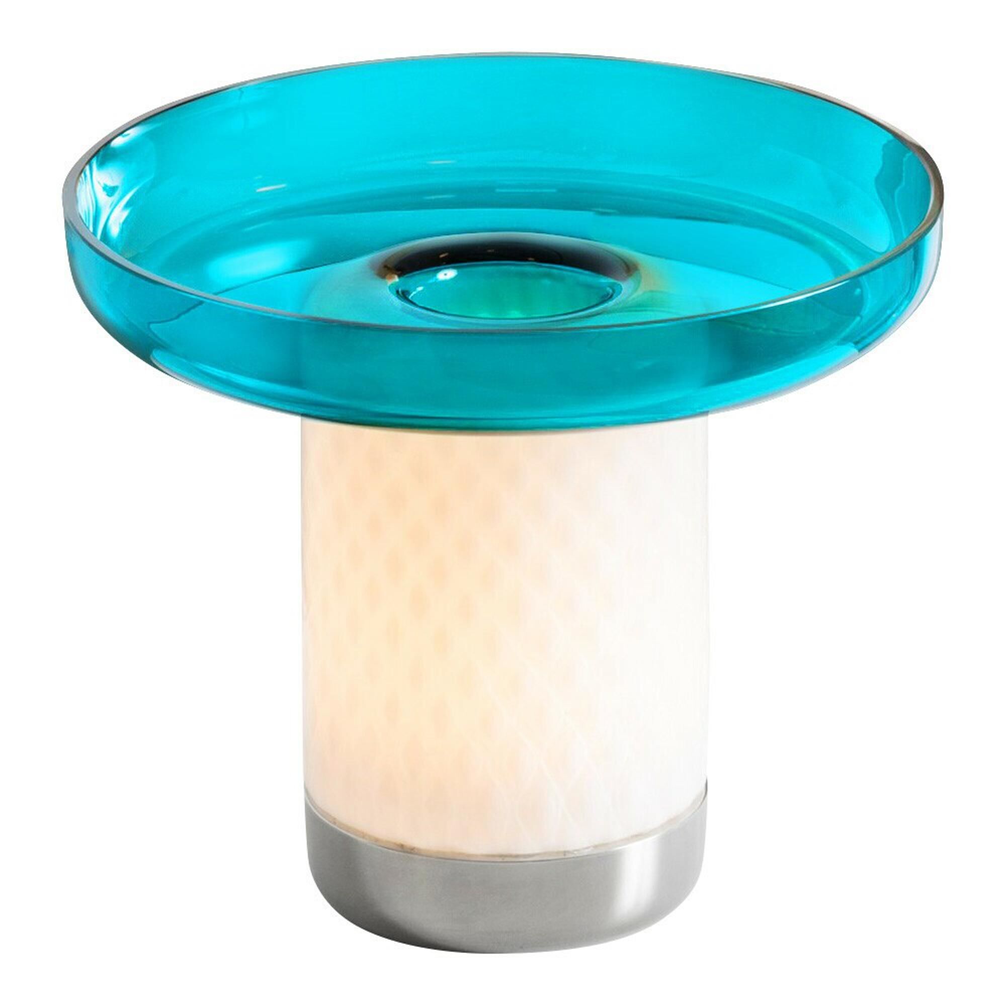 Bontá Bærbar Lampe Turkis med Glassfat