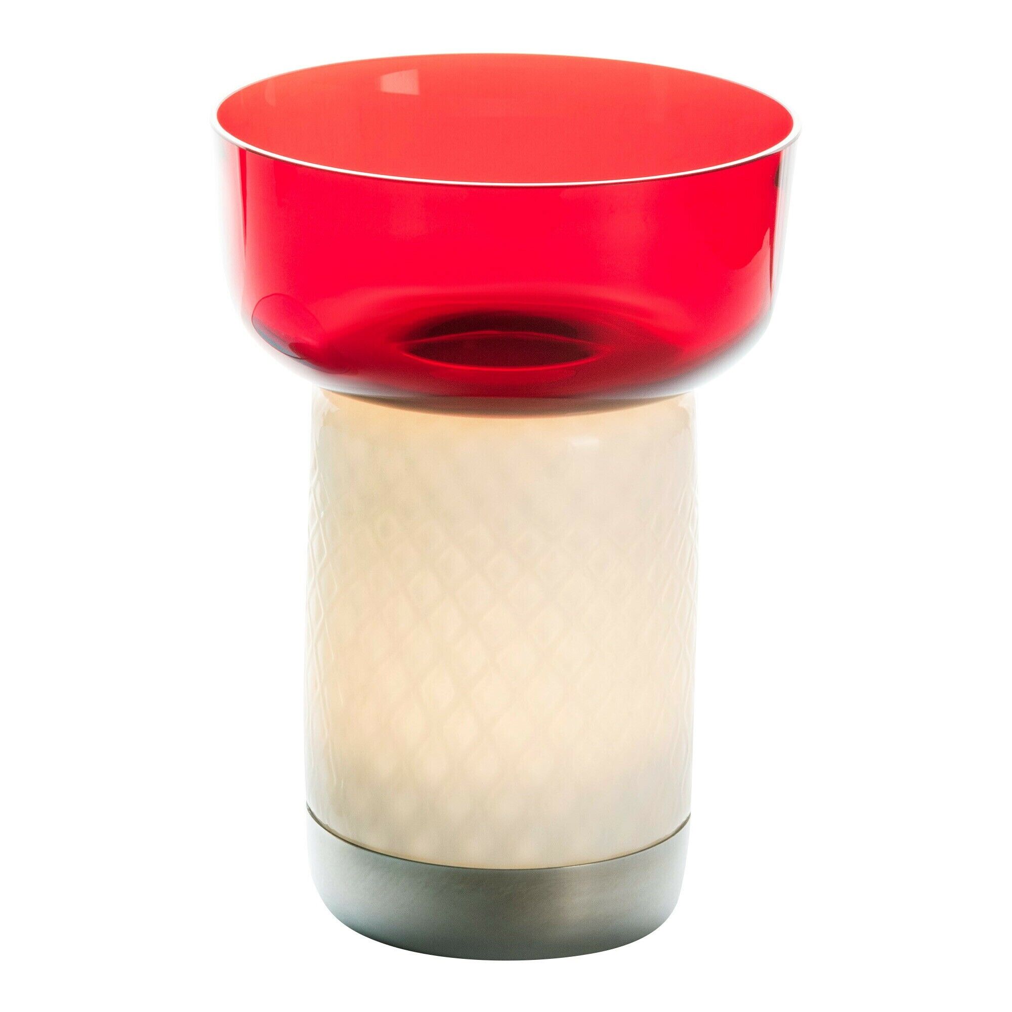 Bontá Bærbar Lampe Rød med Glassskål