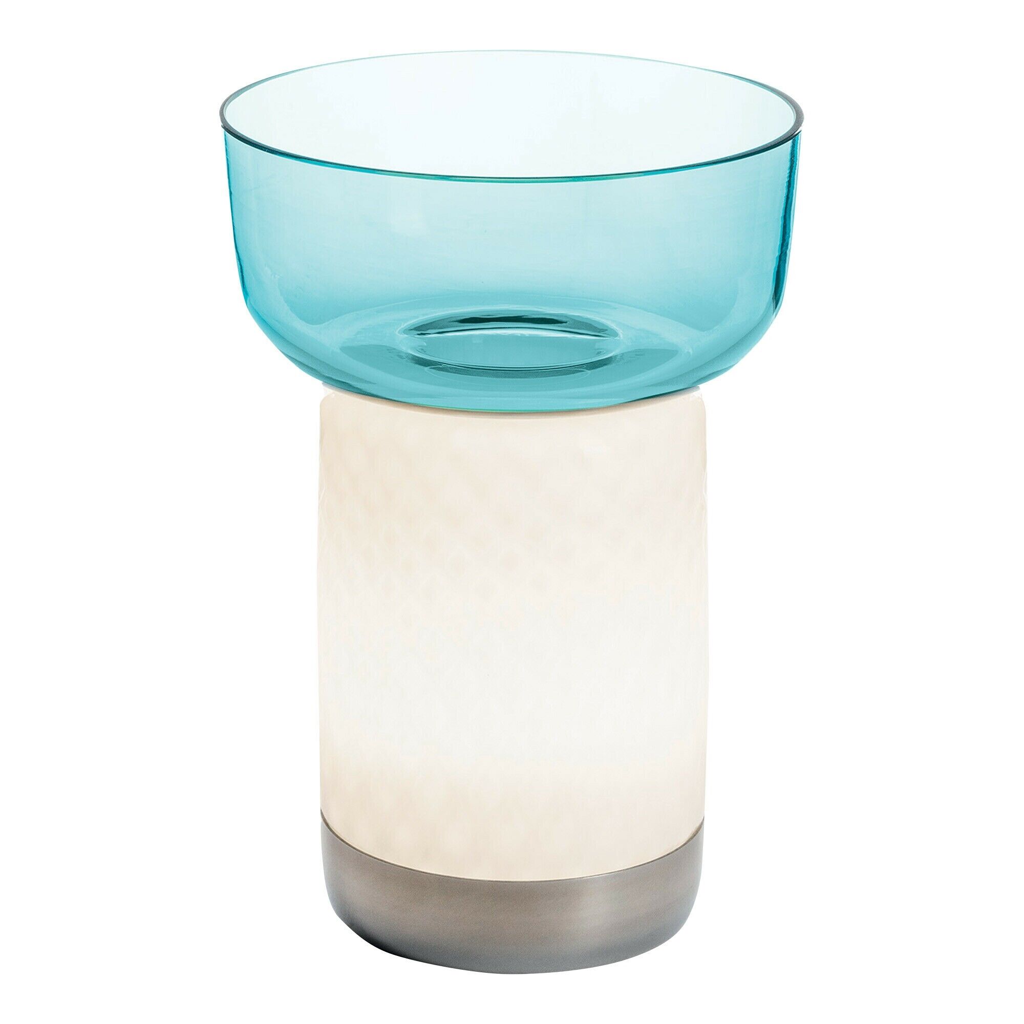 Bontá Bærbar Lampe Turkis med Glasskål