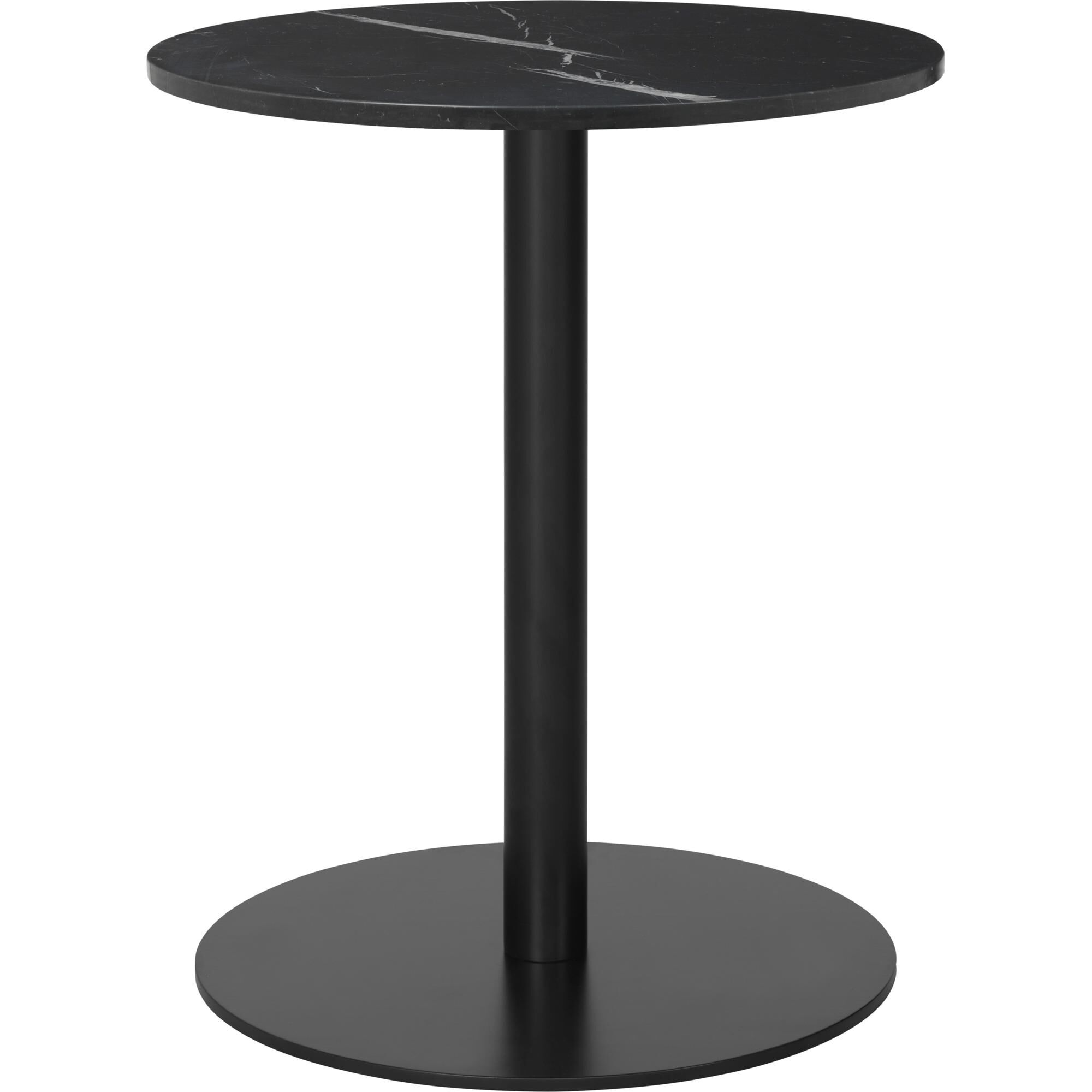 1.0 Spisebord Rundt 60 cm M. Sort Base og Sort Marquina Marmor Top