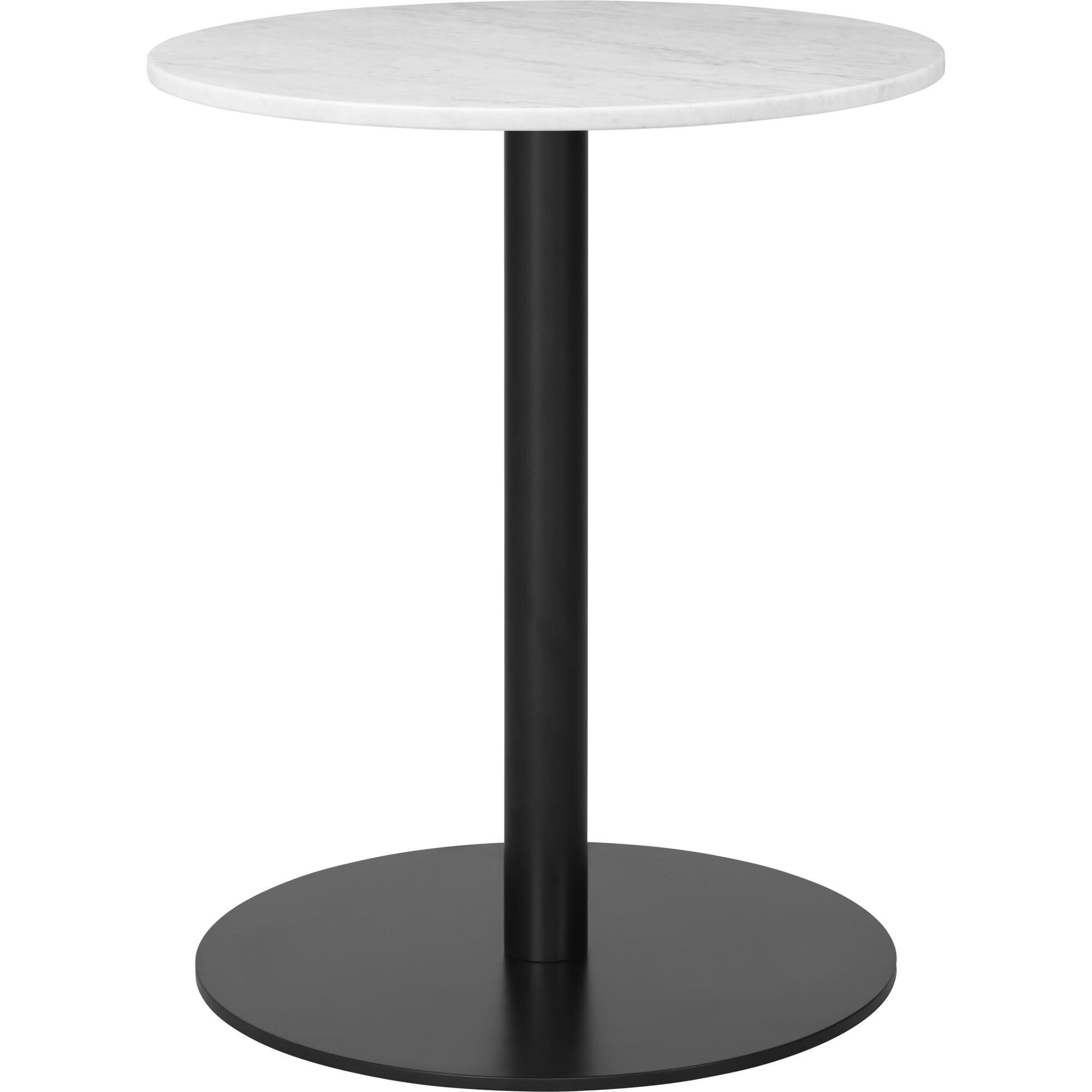 1.0 Spisebord Rundt 60 cm M. Sort Base og Hvid Carrara Marmor Top