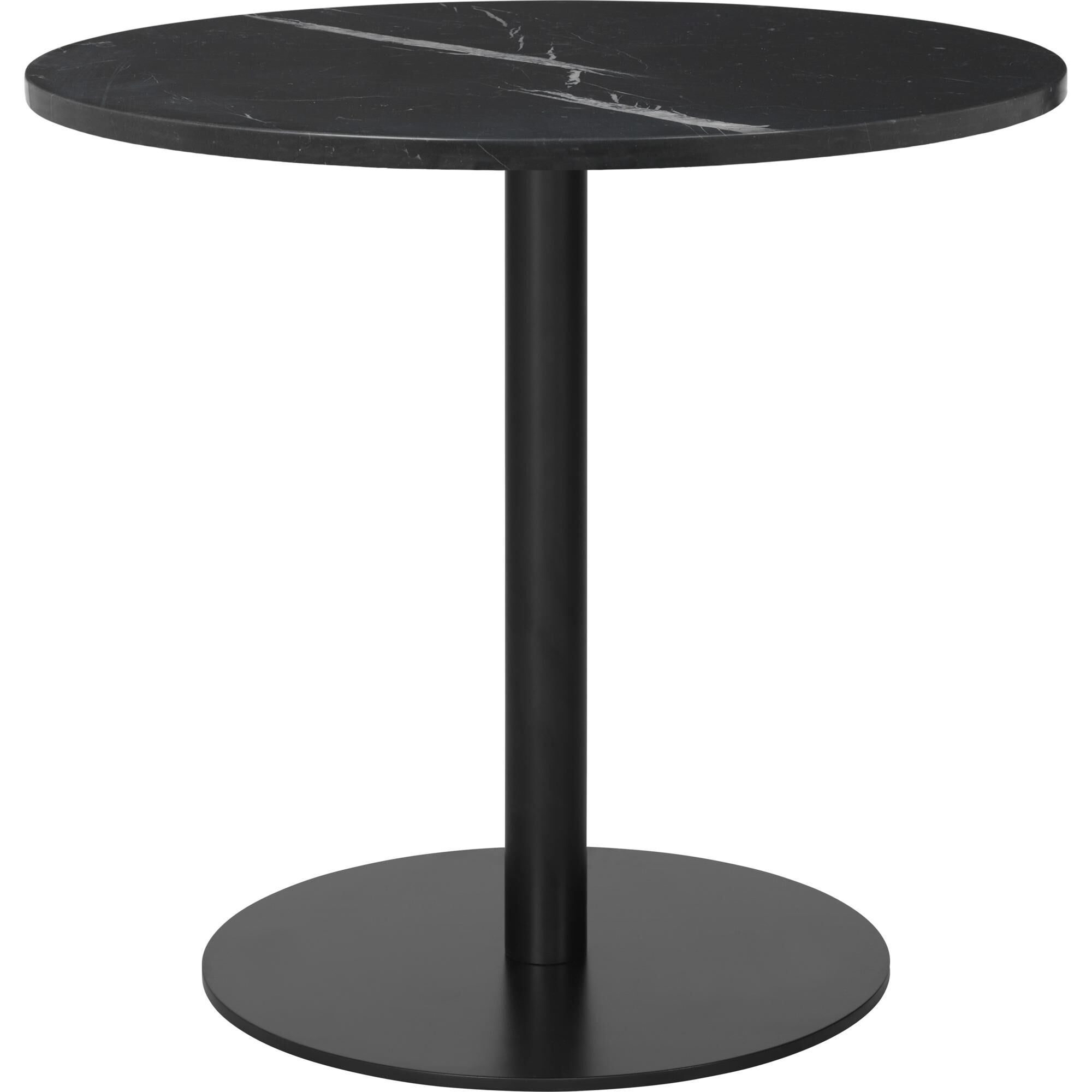 1.0 Spisebord Rundt 80 cm M. Sort Base og Sort Marquina Marmor Top