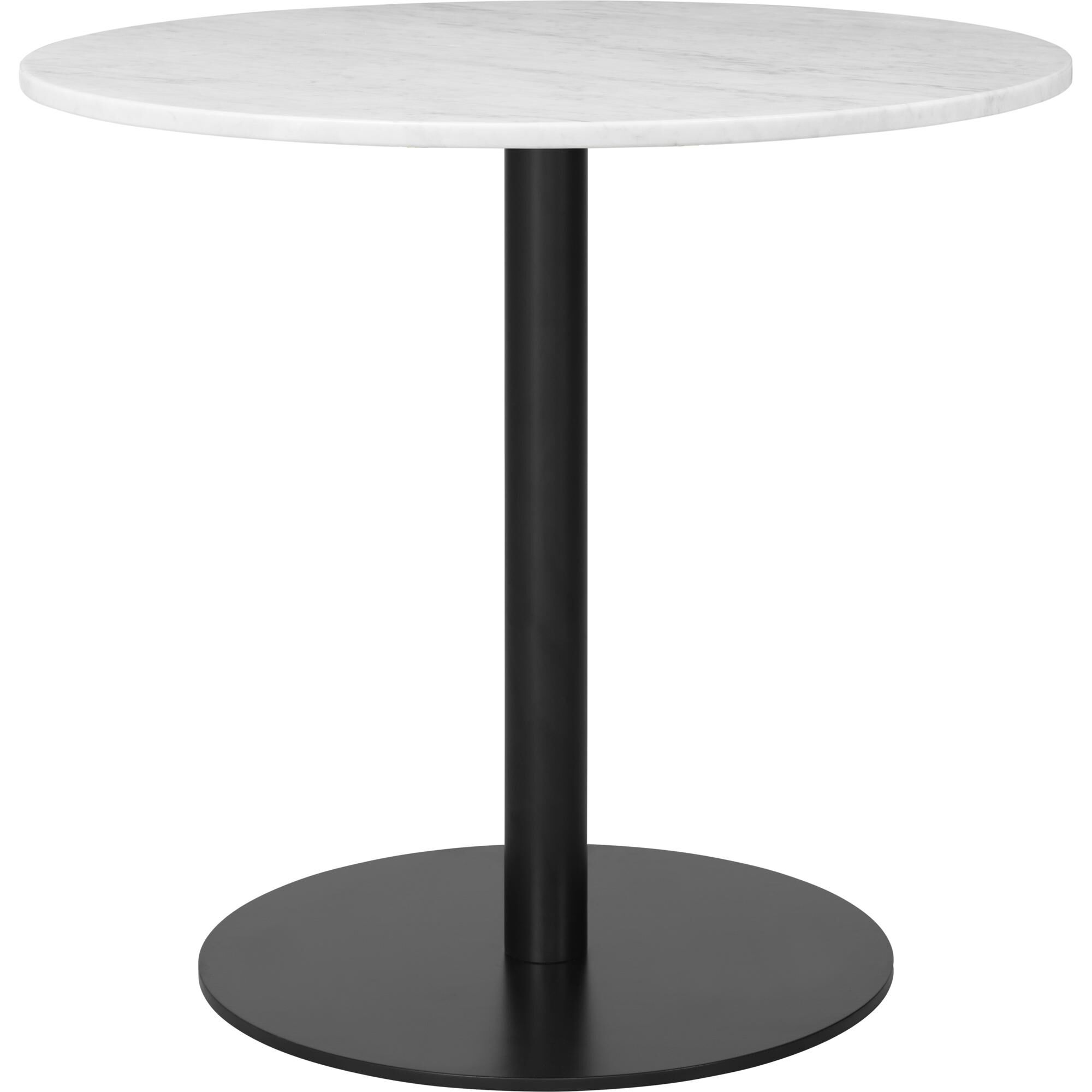 1.0 Spisebord Rundt 80 cm M. Sort Base og Hvid Carrara Marmor Top