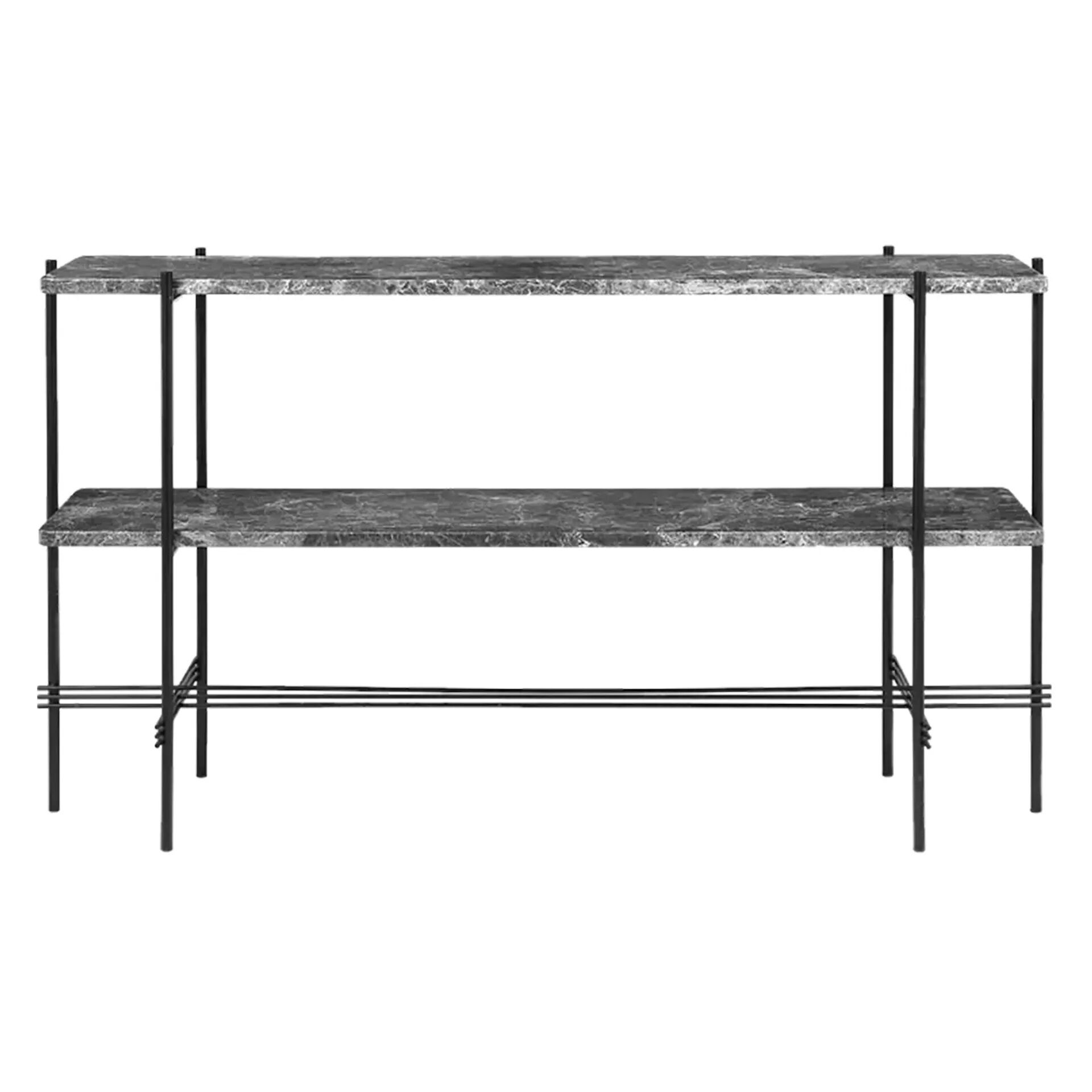 TS Konsolbord H72 Med 2 Hylder og Bakke Sort/Grey Emperador
