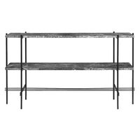 TS Console Table H72 With 2 Shelves and Tray Black/ Grey Emperador
