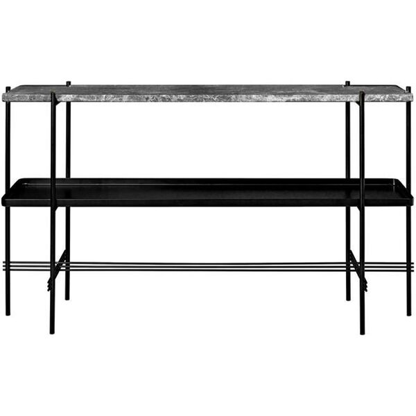 Mesa Consola TS 120x72 Con Estante Y Bandeja Mármol Emperador Negro/ Gris