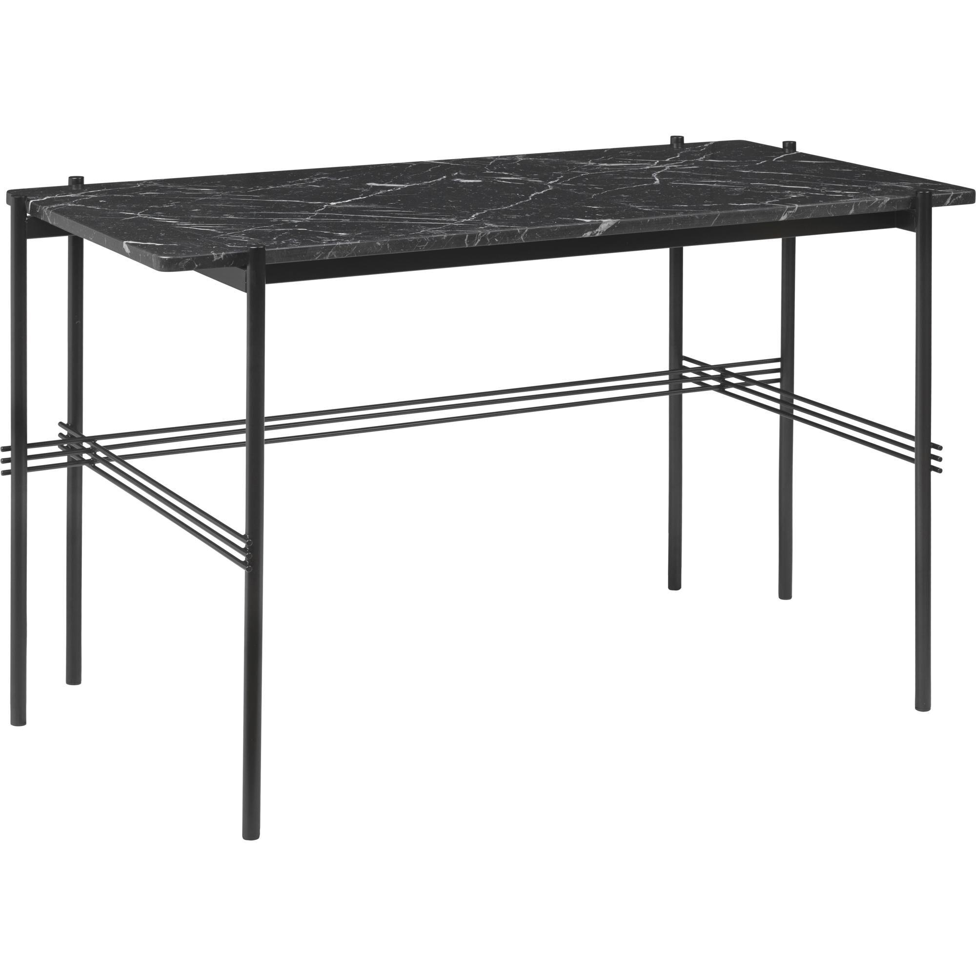TS Skrivebord 120 x 60 cm med Sort Base og Sort Marquina Marmor Top