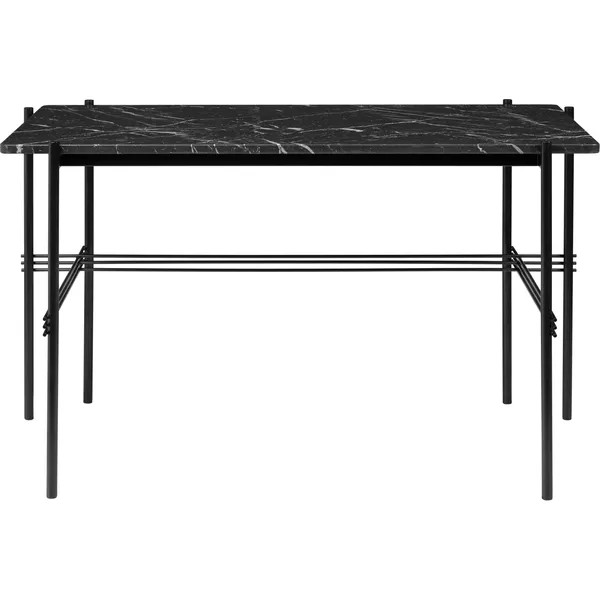 TS Skrivebord 120 x 60 cm med Sort Base og Sort Marmorplate