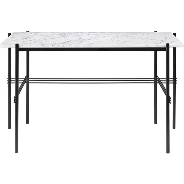 TS Skrivebord 120 x 60 cm med Sort Base og Hvit Carrara-marmorplate