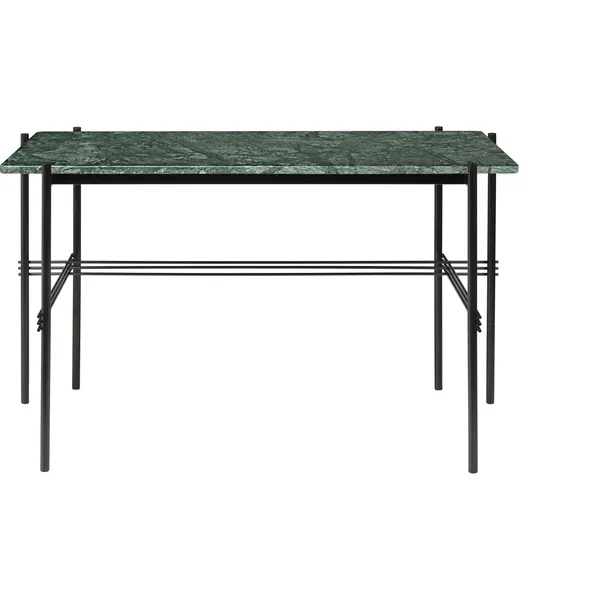 TS Skrivebord 120 x 60 cm med Sort Base og Grøn Guatemala Marmor Top