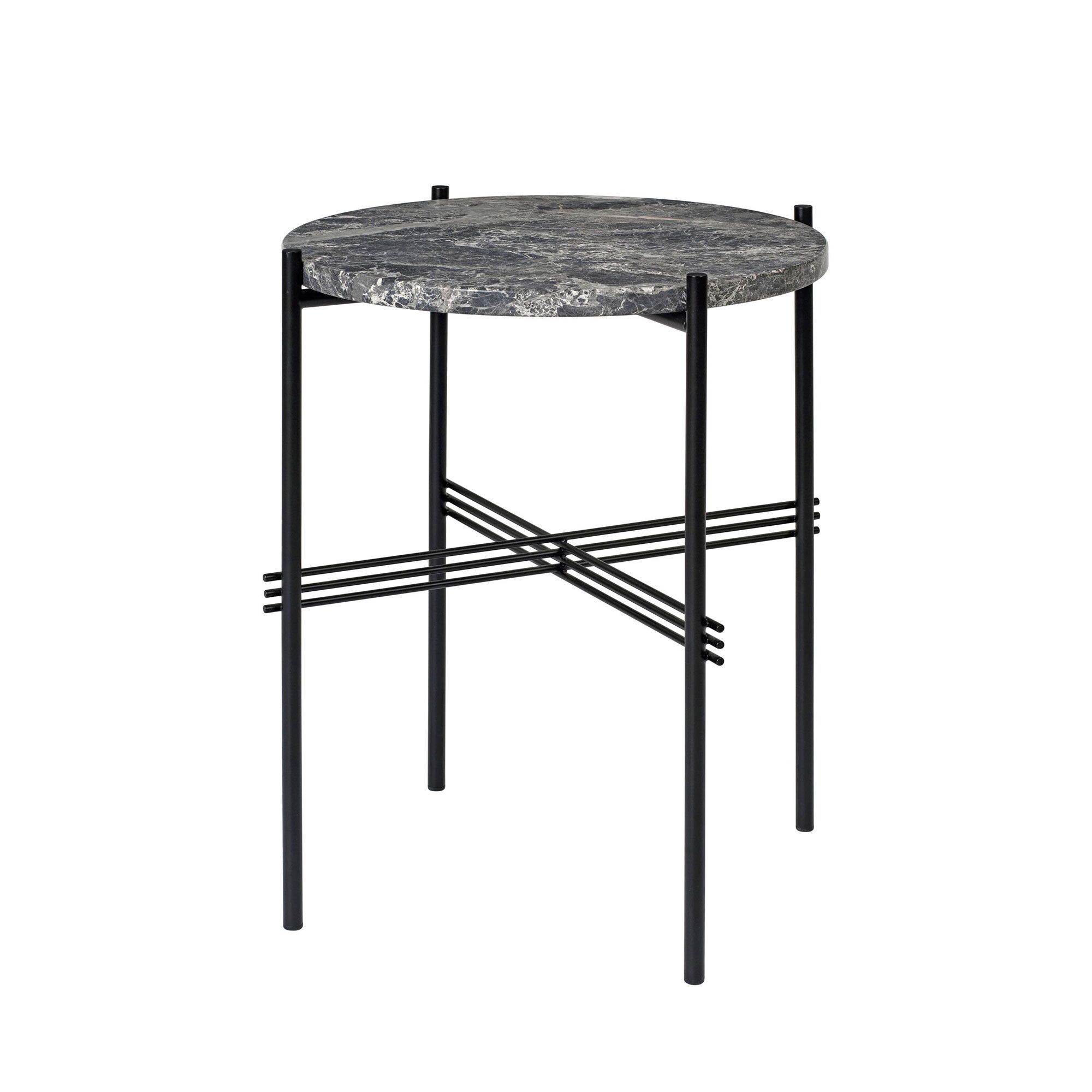 TS Sidebord Rundt Ø40 Sort/ Grå Emperador Marmor