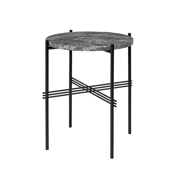 TS Beistelltisch Rund Ø40 Schwarz/ Grau Emperador Marmor