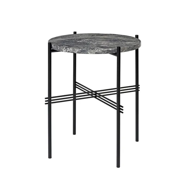 TS Side Table Round Ø40 Black/ Gray Emperador Marble