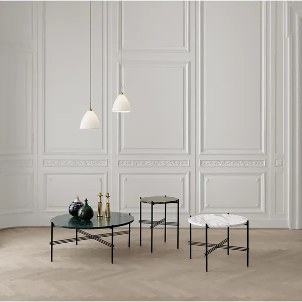 TS Side Table Round Ø40 Black/ Gray Emperador Marble