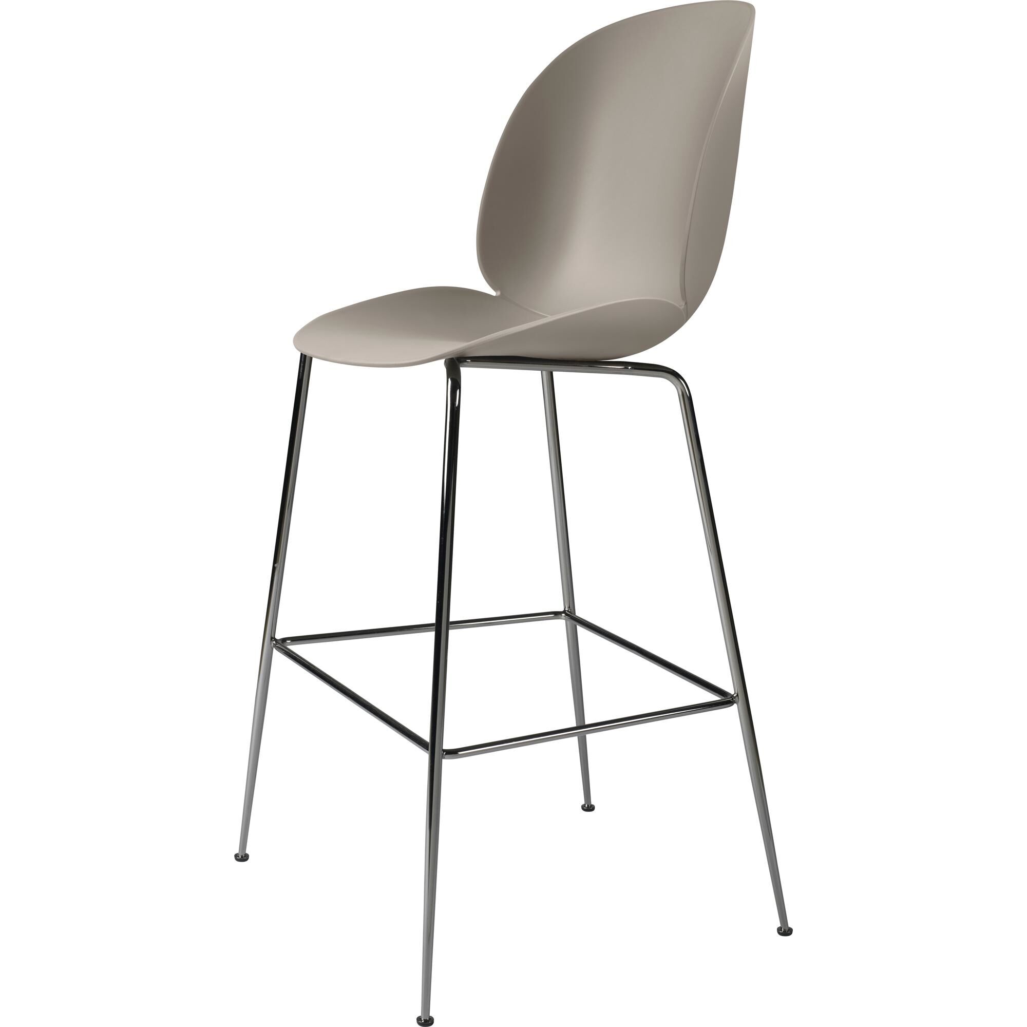 Beetle Barstol H75 Conic Base Sort Krom/New Beige