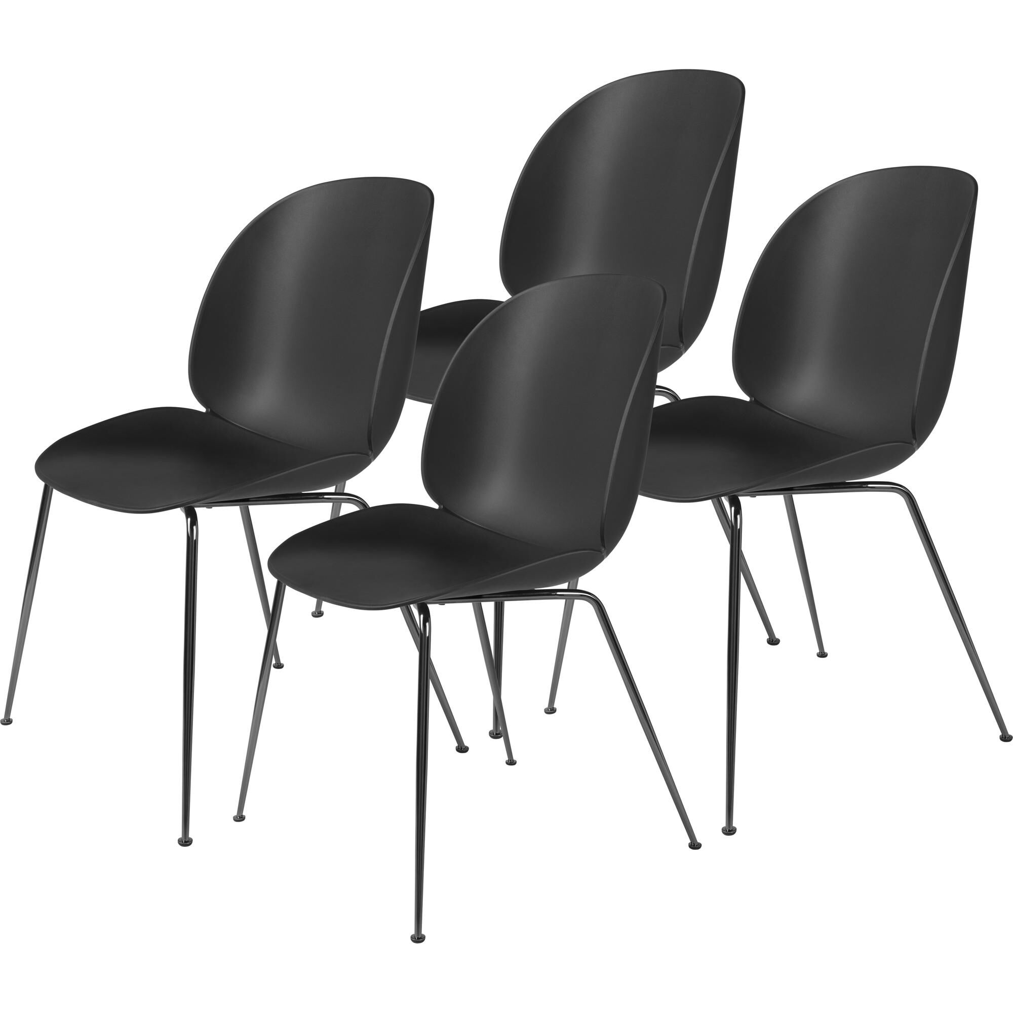Beetle Spisebordsstol Conic Base/Sort Krom/Sort 4 Stk.
