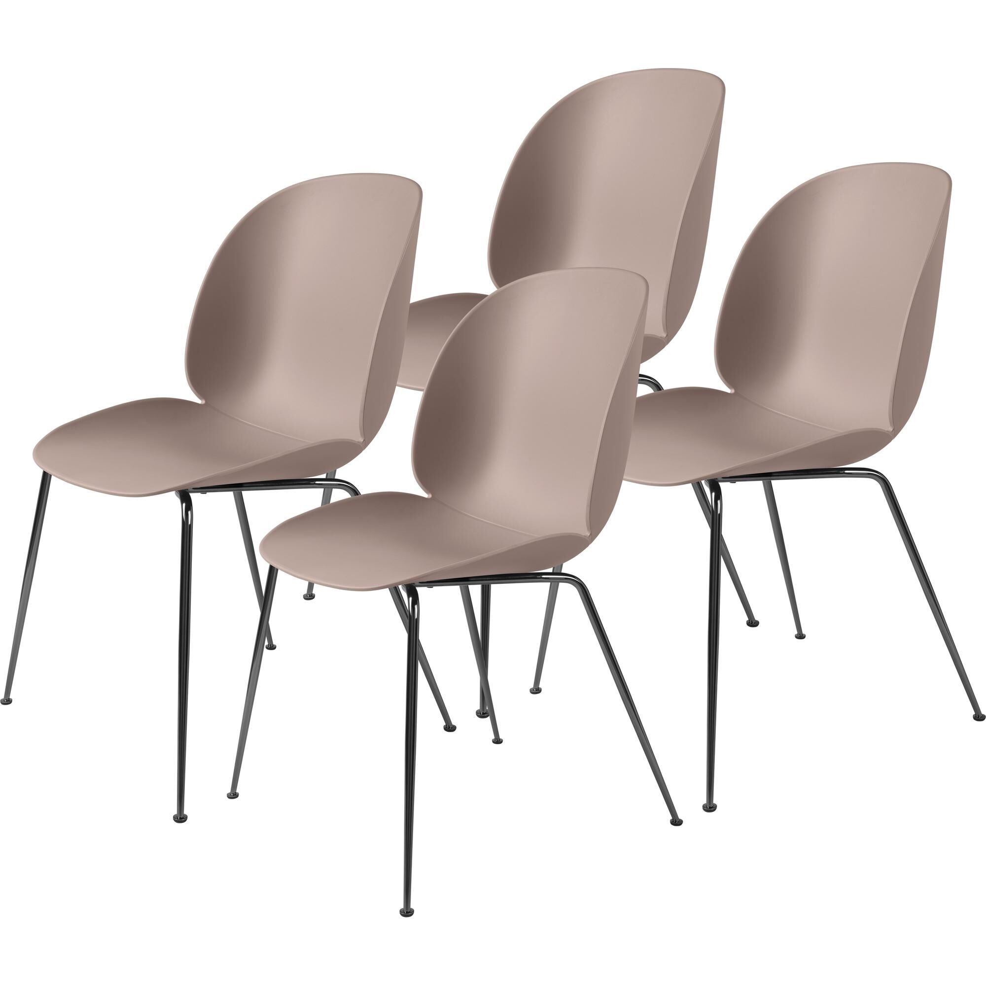 Beetle Spisestol Konisk Base/ Sort Krom/ Søt Rosa 4 Stk.