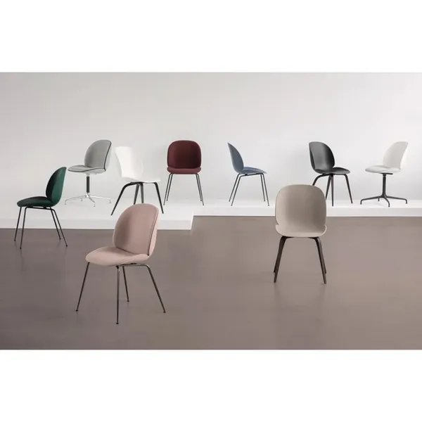 Beetle Dining Chair Conic Base/ Brass Semi Matt/ Sweet Pink 4 Pcs.