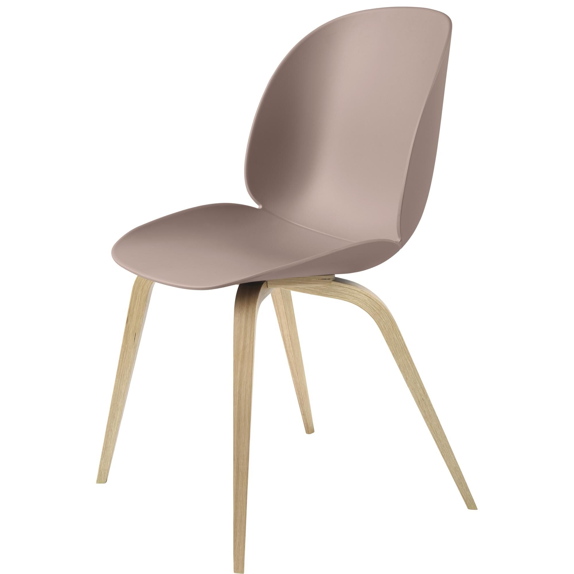 Beetle Chaise de Table de Salle à Manger Base en Bois Chêne Semi Mat/ Rose Doux