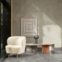 Stay Sessel Gepolstert In Schaffell Moonlight Mit Gestell Aus Eiche