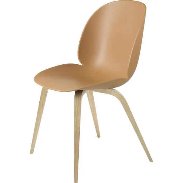 Silla de Comedor Beetle con Patas de Madera de Roble Mate/Marrón Ámbar