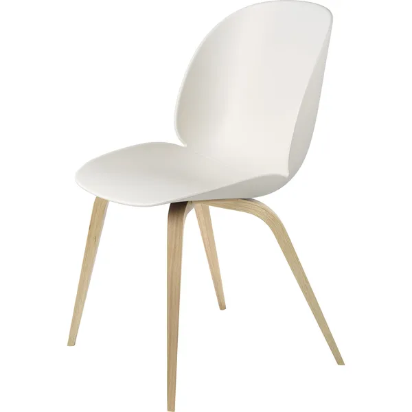 Beetle Dining Chair Wooden Base Oak Semi Matt/ Alabaster White