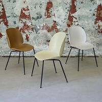 Beetle Dining Chair Conic Base Antique Brass/ Amber Brown