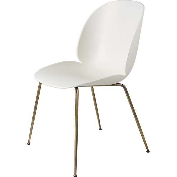 Beetle Dining Chair Conic Base Antique Brass/ Alabaster White