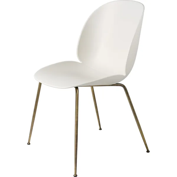Beetle Dining Chair Conic Base Antique Brass/ Alabaster White