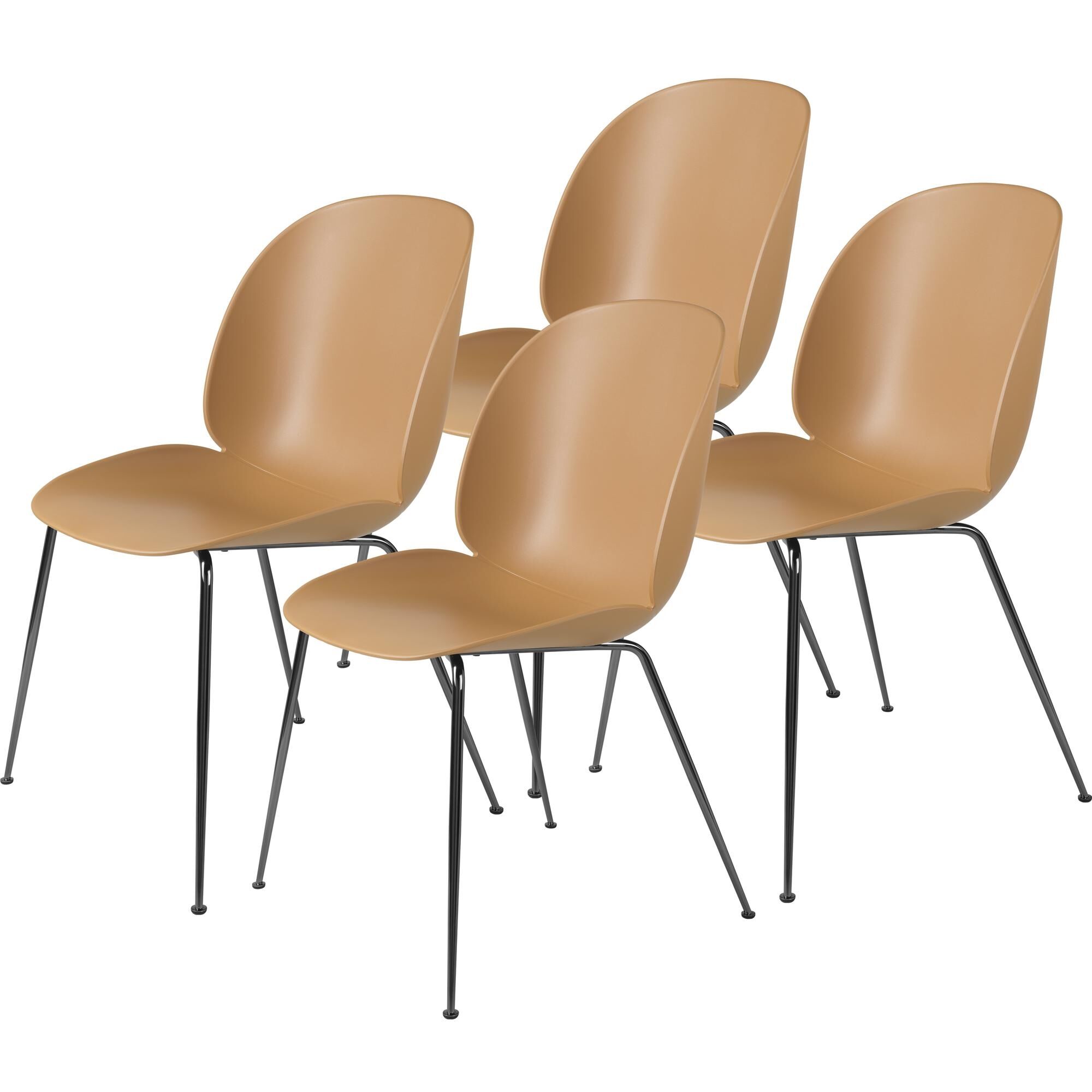 Beetle Spisebordsstol Conic Base/Sort Krom/Amber Brun 4 Stk.