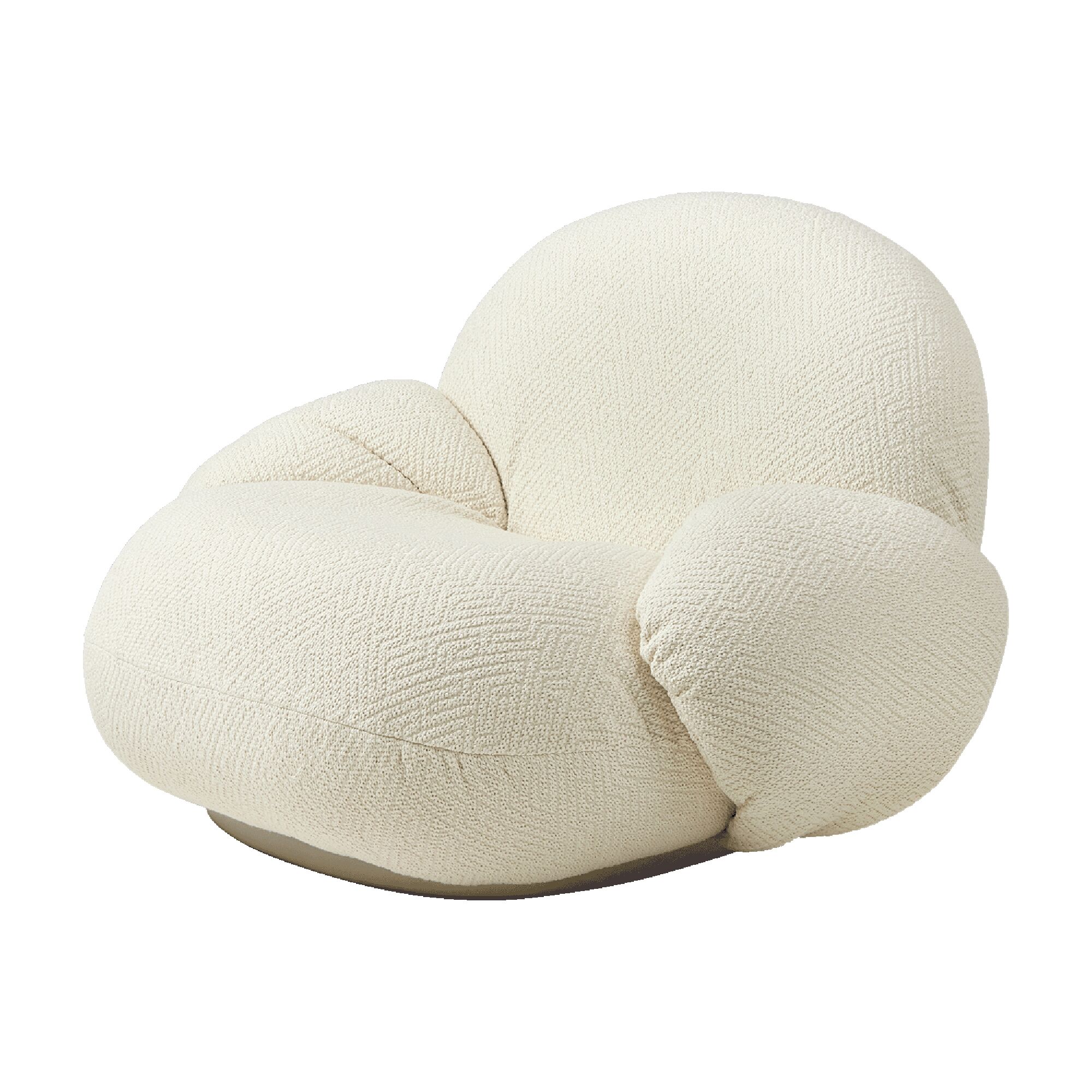 Pacha Lenestol med Armlener Dora Boucle 0001 med Base i Perlegull