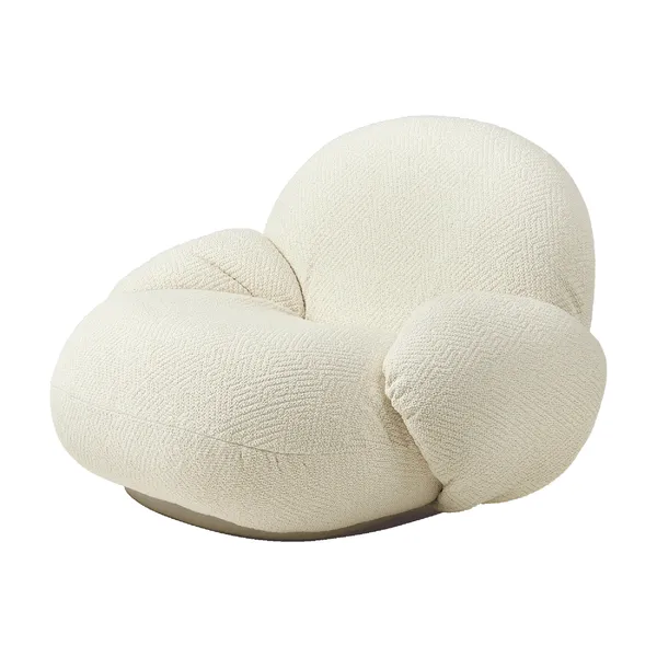 Pacha Armchair With Armrests Dora Boucle 0001 With Base In Pearl Gold