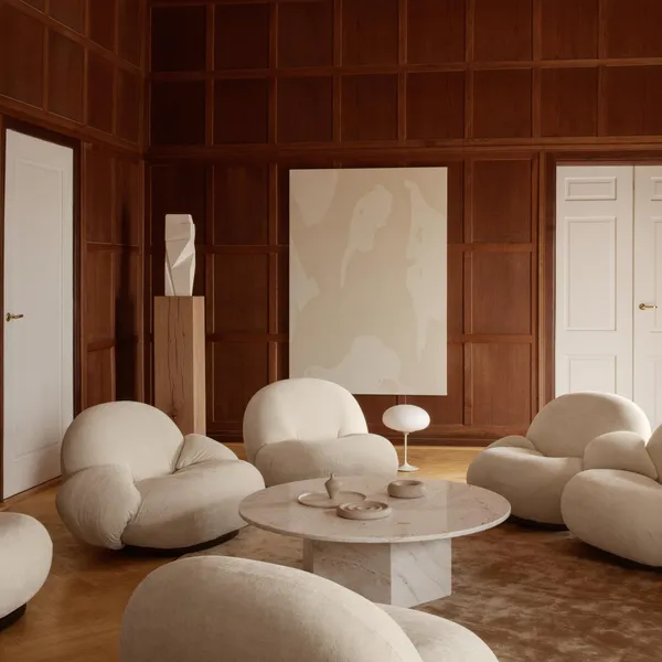 Pacha Armchair With Armrests Dora Boucle 0001 With Base In Pearl Gold